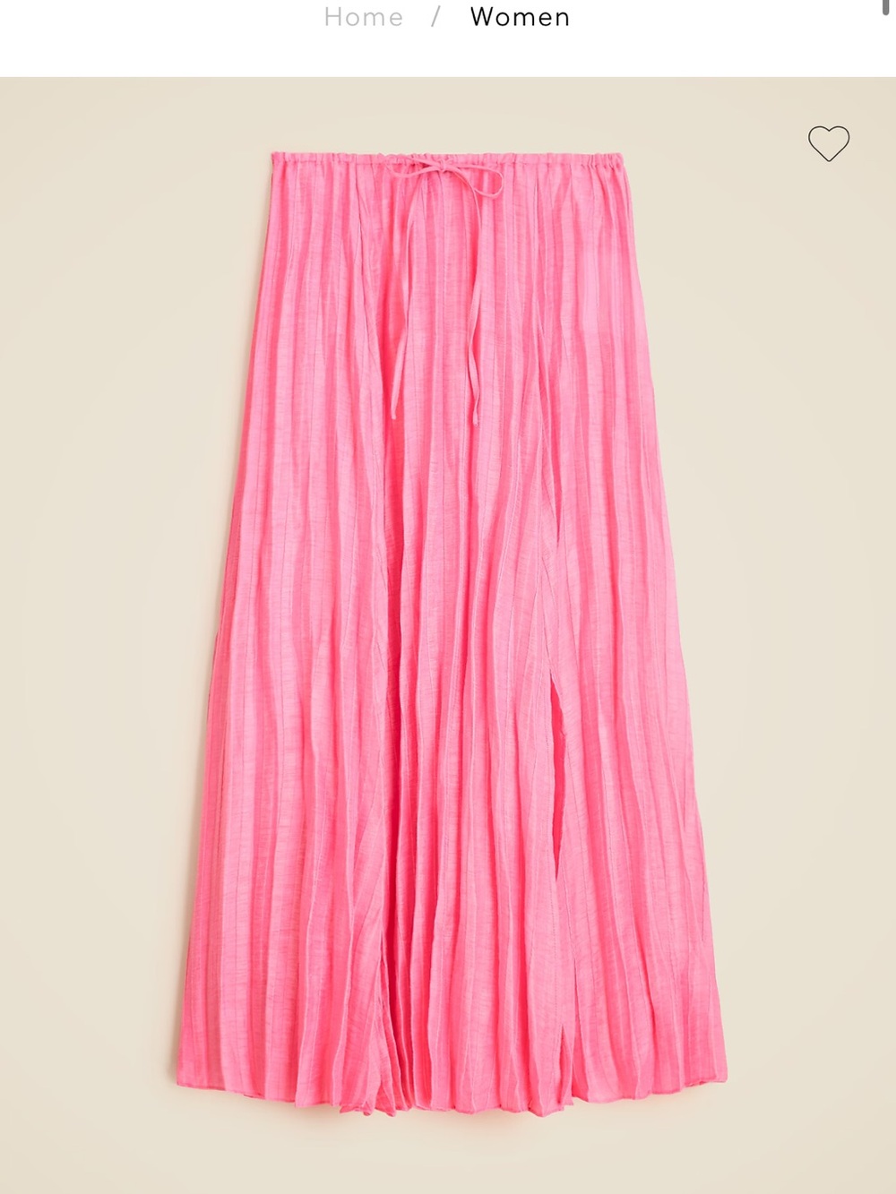 J. Crew Linen Bright Pink Pleated Maxi Skirt